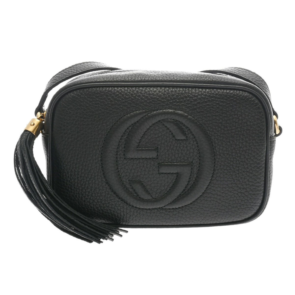 GUCCI Soho Shoulder Bag Black Leather